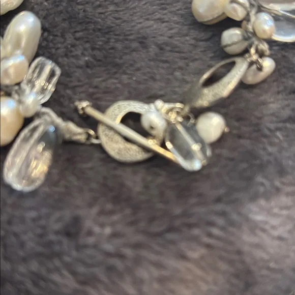 Silpada Elegant 925 Silver toggle and pearl & clear glass beads Bracelet - Picture 2 of 8